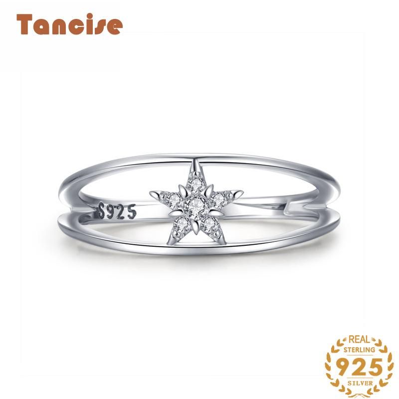  Tancise Classic Zircon Silver Ring Ladies Jewelry Wedding Promise Party Gift_voghion.com