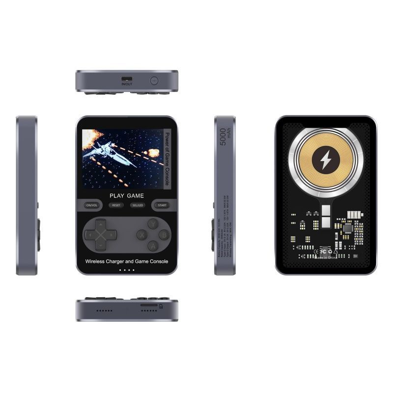 New Arrival 3 In 1 Wireless Power Bank 5000mah, Wireless Fast Charger, 500 Games Built-in,Ready In Stock(Black)_voghion.com