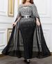 Damenbekleidung Herbst und Winter Dunhuang Gold bestreut Sexy Cape Großes Swingkleid_voghion.com