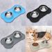 2-in-1 Dog Feeding & Watering Station, Thermoplastic Rubber Pet Bowl Mat With Stainless Steel Dual Bowls, Anti-Spill Pet Feeder, Includes Bowl Holder_voghion.com