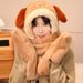 Scarf, Hat, And Gloves In One, Women's Hooded, Cute And Warm In Winter, Plush Scarf, Three In One Thick And Cold Resistant In Winter_voghion.com