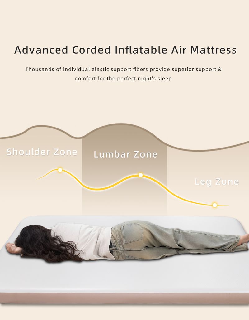 Colchoneta inflable para acampar, compacta, de alto soporte y sin PVC, con bomba para tienda glamping._voghion.com