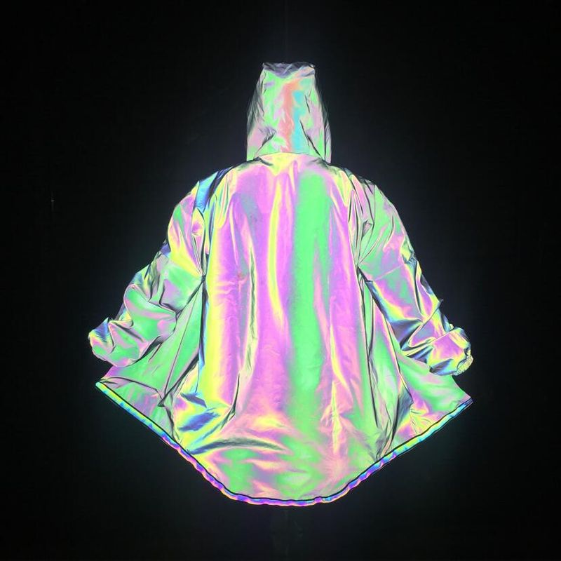 Bunte Jacke für Herrenbekleidung, mittellange reflektierende Windjacke für Herren, lockere Hip-Hop-Jacke in großen Größen_voghion.com