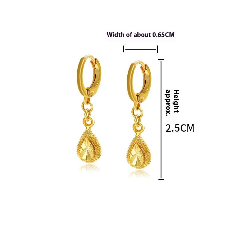 Goldene Auto-Blumen-Wassertropfen-Ohrringe für Frauen Nischenmode Einfache und vielseitige Temperament-Mutterohrringe, Ohrringe_voghion.com