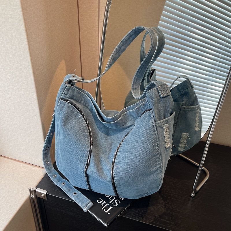 Denim Bag Women's Fashion Canvas Bag Trend Tote Bag Convenient Commute Crossbody Bag Shoulder Bag_voghion.com