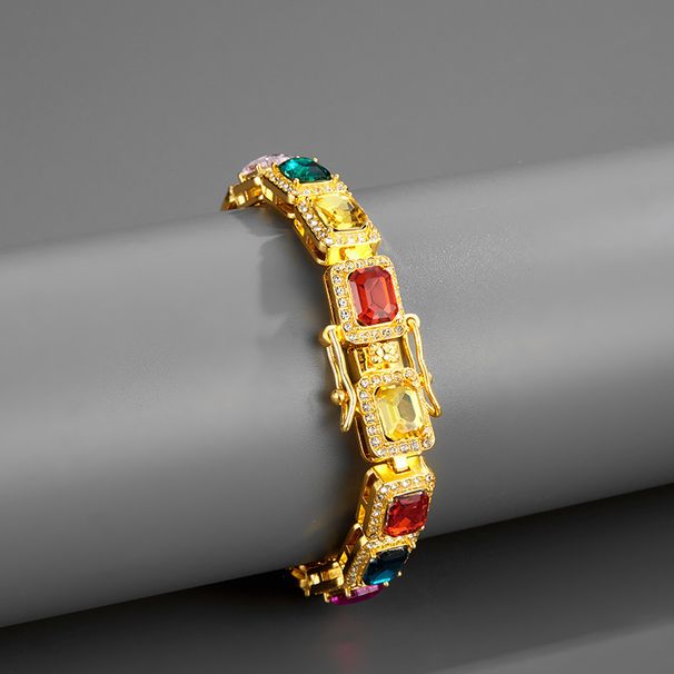 Collana hip hop alla moda da uomo con catena cubana colorata in stile zircone, gioielli di personalità_voghion.com