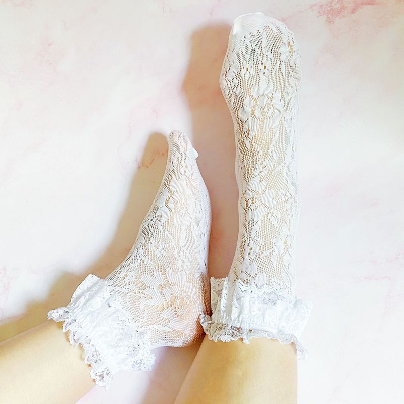 80's Lace Socks Set Of 2 Pairs_voghion.com