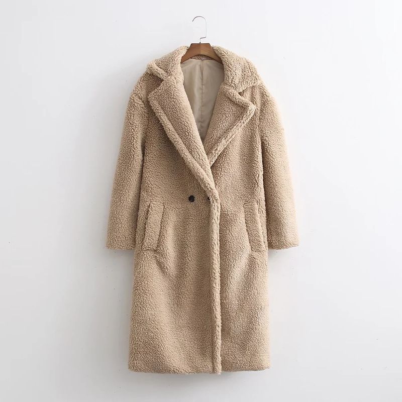 Dameskleding Winter Grain Fleece Teddy Bear Coat Dames Lamswol Bont Profiel Lange Bontjas Dames_voghion.com