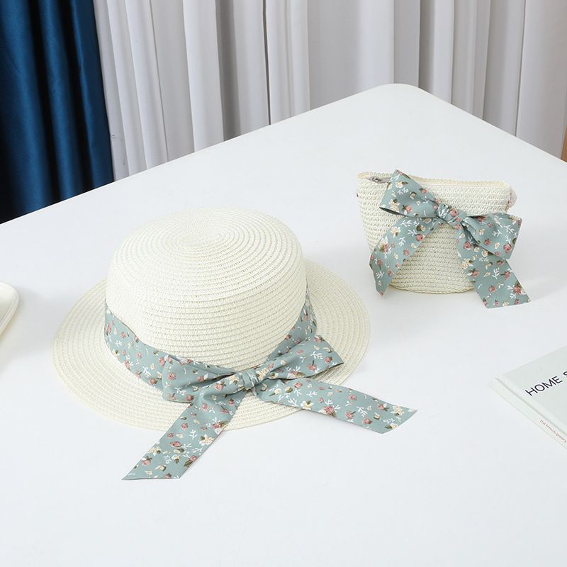 Eltern-Kind-Sonnenschirm Damen Neue Flachrand-Strohsack-Set Sonnenschutzhut für Sommer Prinzessin Baby Strand_voghion.com