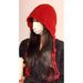 Sichuan West Travel Red Hollow Beanie High-end Style Knitted Mountaineering Pullover Cold Hat For Women_voghion.com
