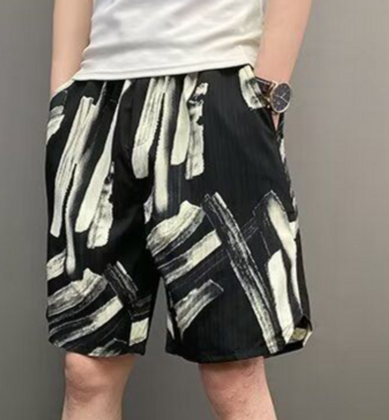 Herrenbekleidung Neue Shorts Herren Sommer trendige Marke bedruckte Freizeitshorts dünne lockere vielseitige gerade Strandsporthose_voghion.com