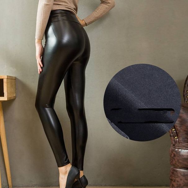 Women's Clothing PU leather pants autumn and winter new colorful high waist tight slimming outer wear leggings_voghion.com