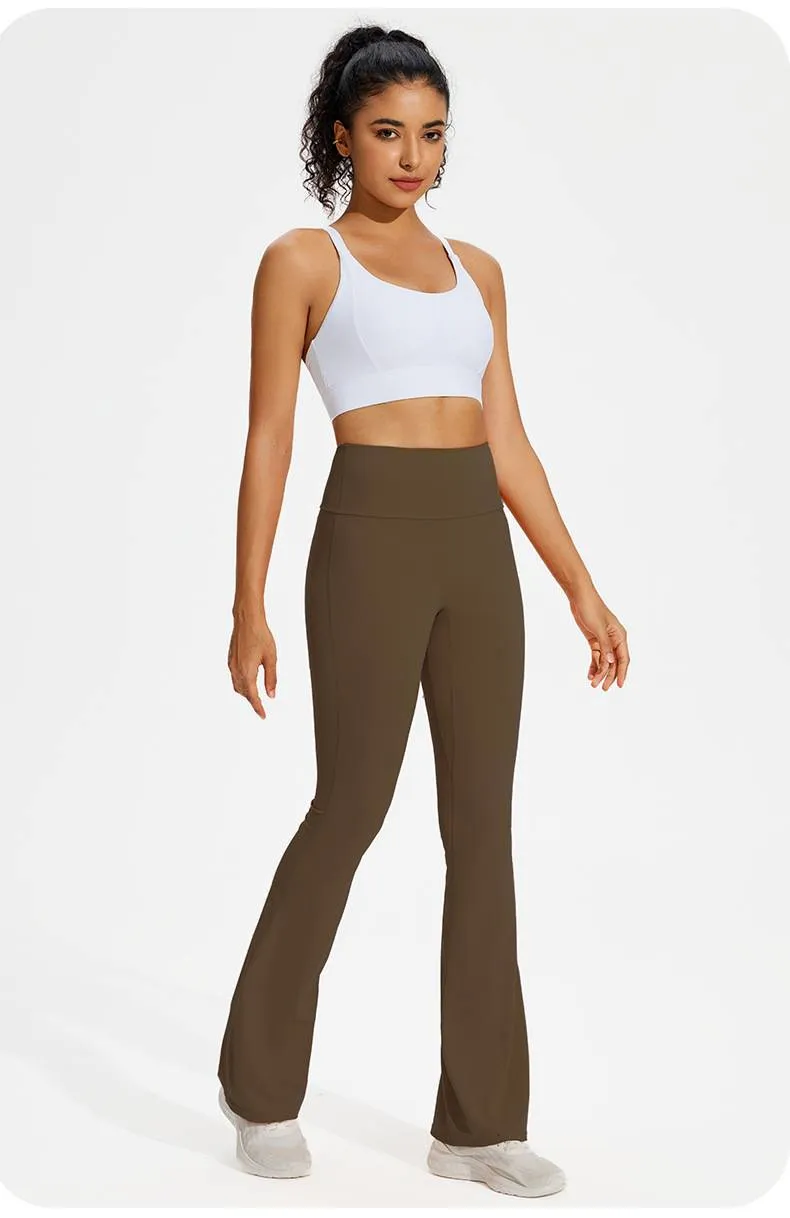 NOKO Sports 7A Antibacterial Wide-leg Tights Nude Hip-lifting Yoga Flared Pants Women's Dance High-waisted Flared Casual Sports Pants_voghion.com