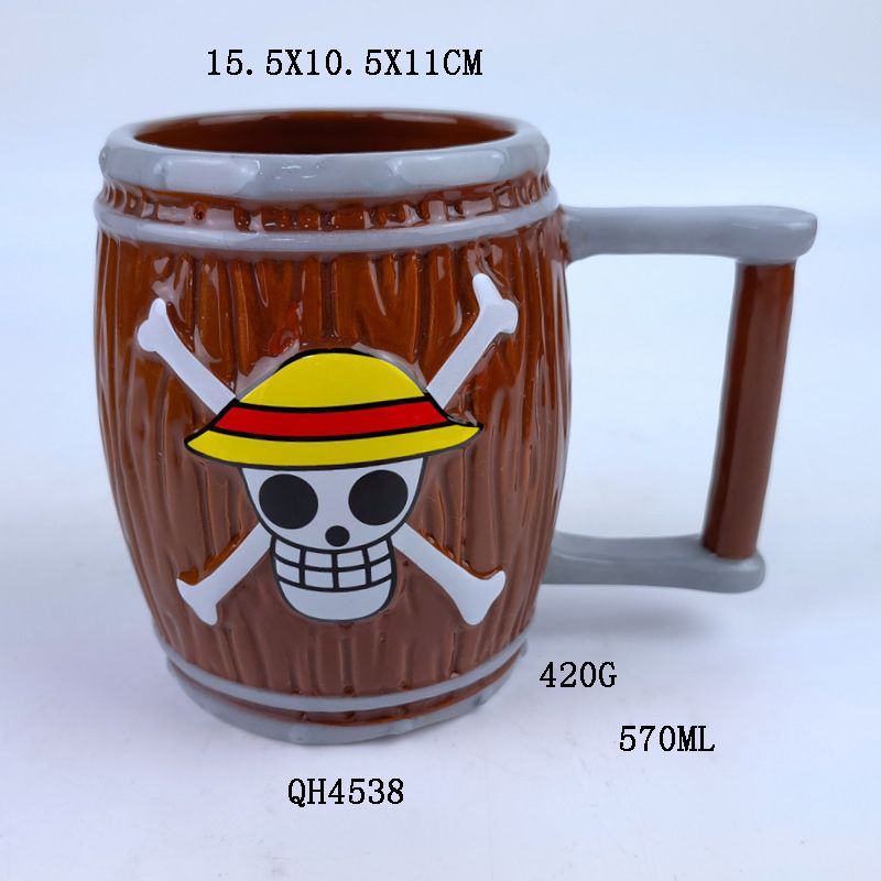 New Pirate King Wooden Barrel Ceramic Cup Vintage Wood Grain Large Capacity Mug Beer Cup Small Wine Cup_voghion.com