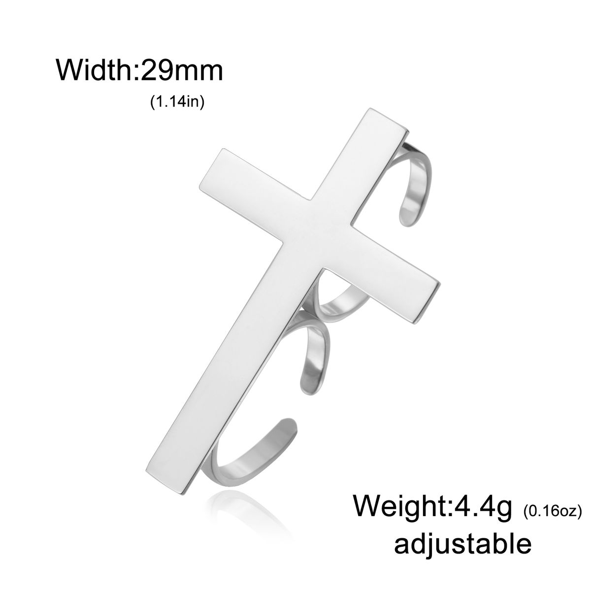 Vintage Big Cross Open Ring Two Finger Cross Ring For Men Trendy Gothic Silver Color Finger Christian Rings_voghion.com
