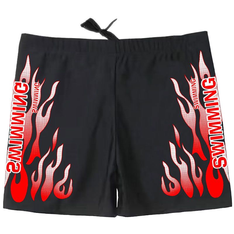 Badehose für Herren mit flachem Winkel, bedruckte Badehose, bequeme Badehose für Herren mit hoher Taille_voghion.com