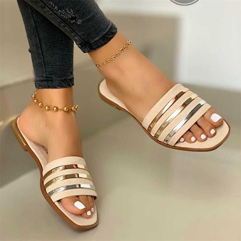 Damenschuhe Sommer Neue bequeme flache Unterseite Große Größe 43 Hohle Outdoor-Hausschuhe für Frauen_voghion.com