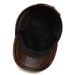 Echtes Leder Hut Herren Herbst und Winter winddicht warm Rindsleder Hut Oberschicht Rindsleder lässig einfache flache Kappe_voghion.com