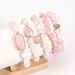 Runde Perlen Naturstein Armbänder Rosa Und Weiß Set Elastische Perlen Einstellbar_voghion.com