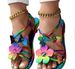 Scarpe da donna, sandali piatti con punta tonda, alla moda e versatili, con fiori e farfalle, nuovi e indipendenti della stazione femminile_voghion.com