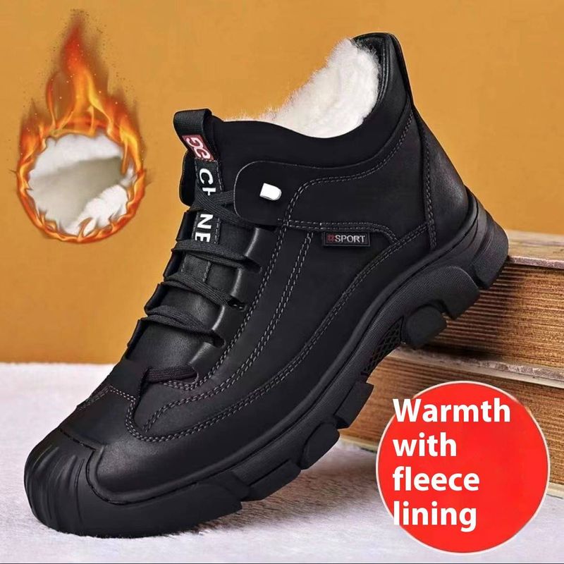 Winter Plus Velvet Warm Thick Cotton Shoes Middle Aged And Elderly Outdoor Dad Snow Boots Light Simple Sports Casual Shoes_voghion.com