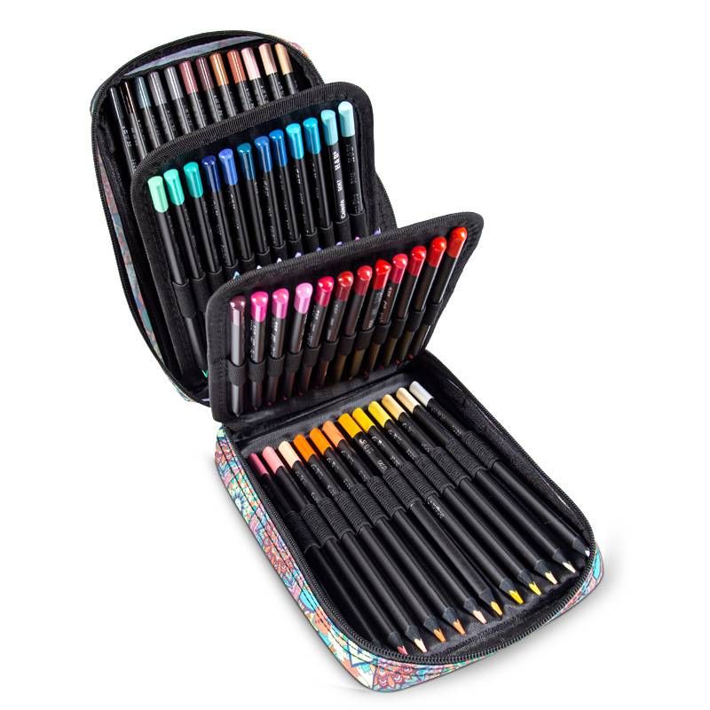 72-Color Premium Black Wood Oil-Based Colored Pencils Set For Professional Artists & Hobbyists - Thick 3.3mm Core, Vibrant Pigments, Ideal For Drawing_voghion.com