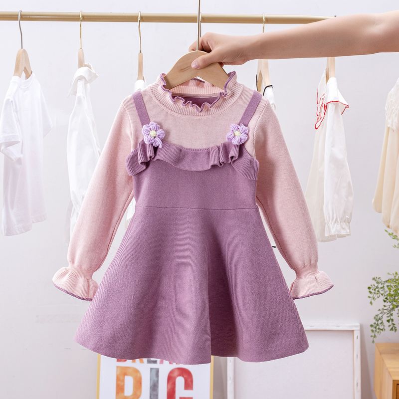 Girls' Knitted 2022 New Children's Princess Korean Fashion Long sleeved Autumn Woolen Dress_voghion.com