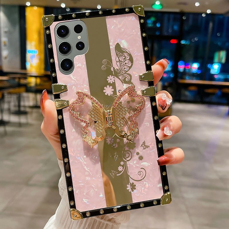 Luxe Vlinder Stand Case Voor Samsung S23 Ultra S22 S21 FE Plus A54 A53 A14 A34 A73 5G a52 A13 A32 A72 Schokbestendig Telefoon Cover_voghion.com