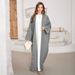 Elegante abaya ricamato con apertura sul davanti - Abito lungo e modesto a maniche lunghe per donna - Abbigliamento islamico in stile turco di Dubai, Medio Oriente_voghion.com