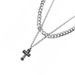 Collana a doppio strato con croce per uomo, stile coreano elegante e alla moda, personalità semplice e fredda, bello e versatile._voghion.com
