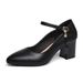 2025 Spring And Autumn New Women's Leather Soft Sole Mid Chunky Heel Formal Professional High Heels_voghion.com