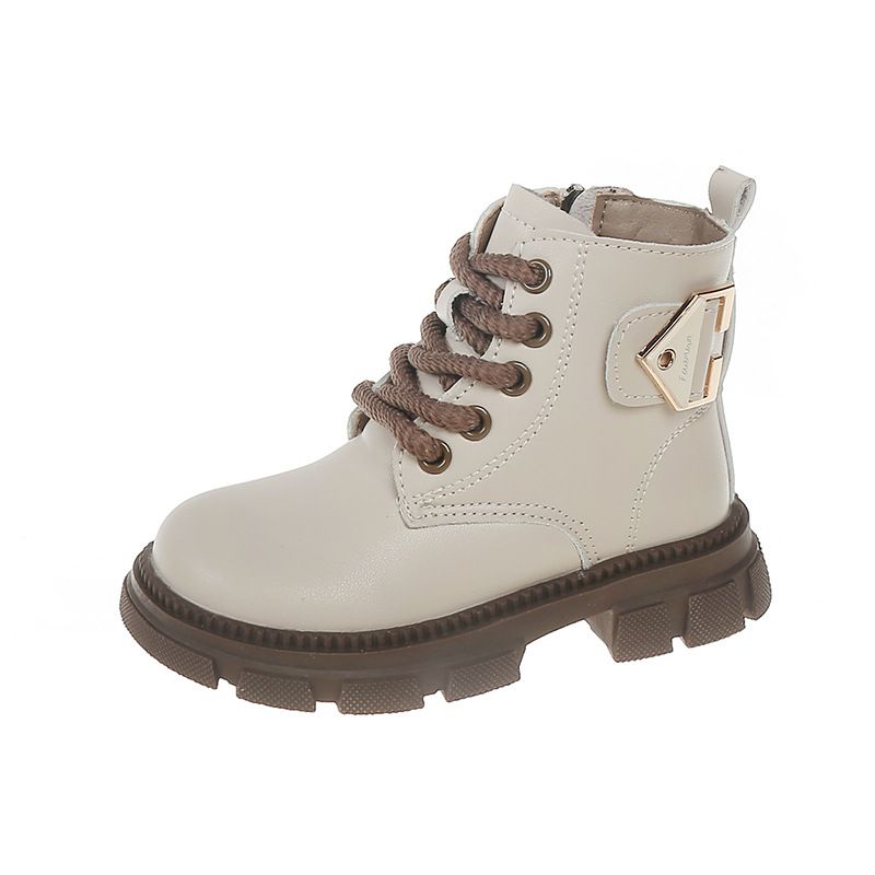 Sapatos infantis Meninas Martin botas 2024 outono e inverno novas botas curtas casuais infantis meninas moda versátil mais veludo botas de couro da moda_voghion.com
