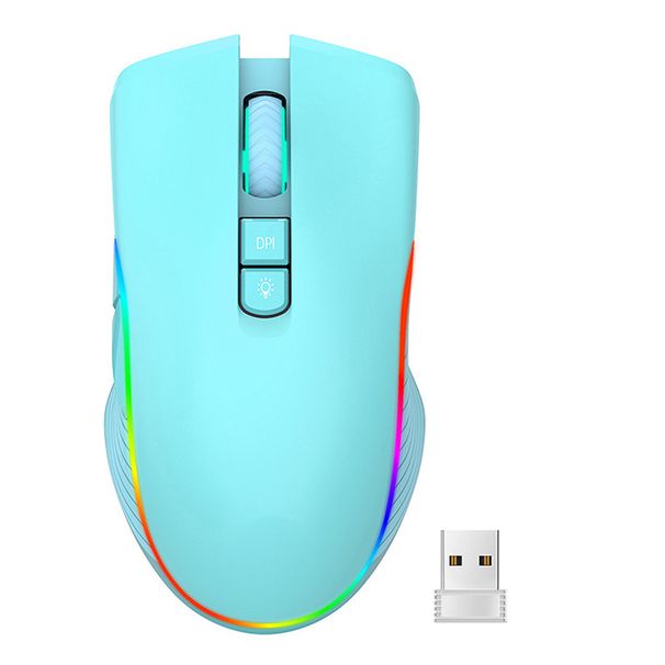 7 tasten Typ-C Lade DPI Einstellbar Plug & Play Drahtlose 2,4G Bluetooth Bunte Licht Optische Stumm Maus mit_voghion.com