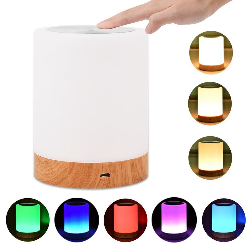 Lampada da comodino con luce notturna a LED colorata e creativa, con venature del legno, regalo per la casa, lampada da tavolo, luce d'atmosfera touch pat_voghion.com