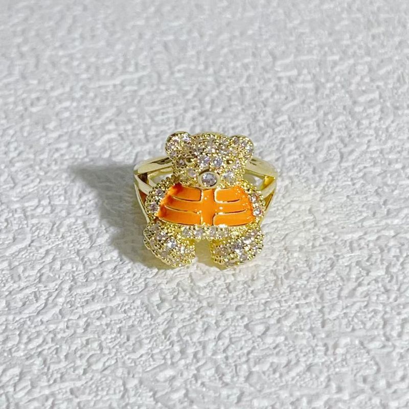 Anello aperto regolabile Little Bear Melad Style con smalto colorato multicolore e zirconi_voghion.com