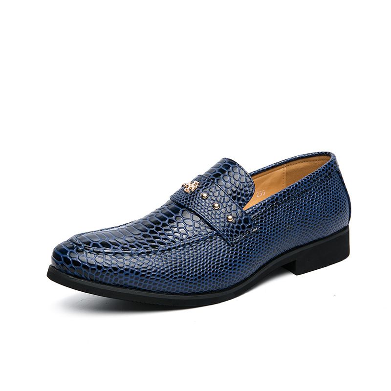 Mocasines de negocios, zapatos extragrandes de piel con estampado de pitón para hombre, zapatos de moda para descansar_voghion.com