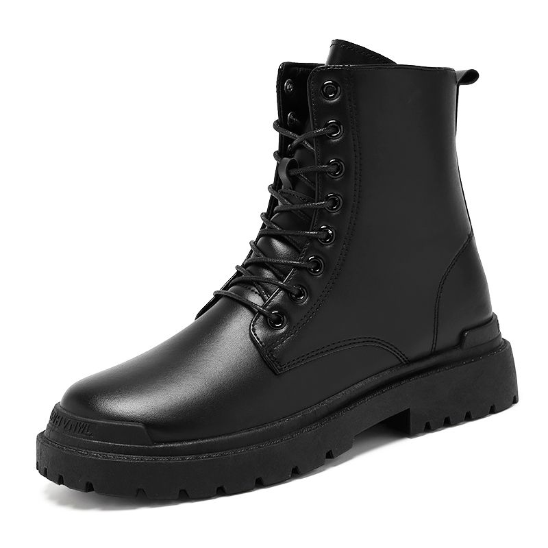 Automne hiver nouveau Martin bottes tendance hommes haute bottes en cuir bottes de travail bottes de moto imperméable et antidérapant_voghion.com