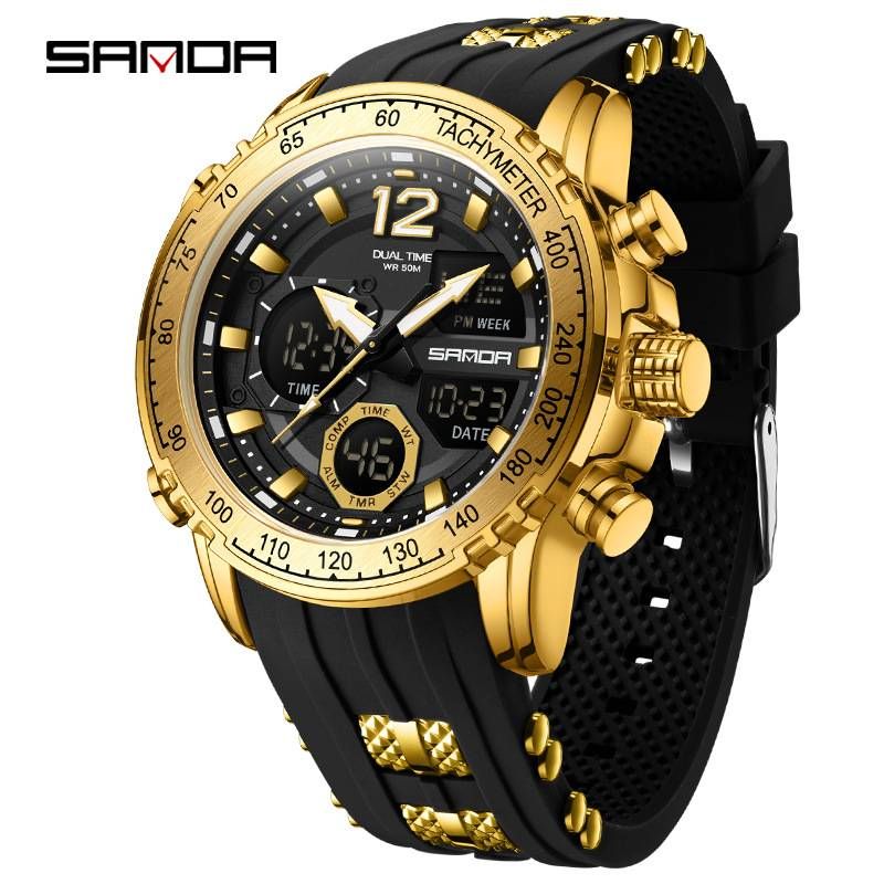New Electronic Watch with Dual Display and Multifunctional Luminous Waterproof Sports Leisure Men's Digital Watch_voghion.com