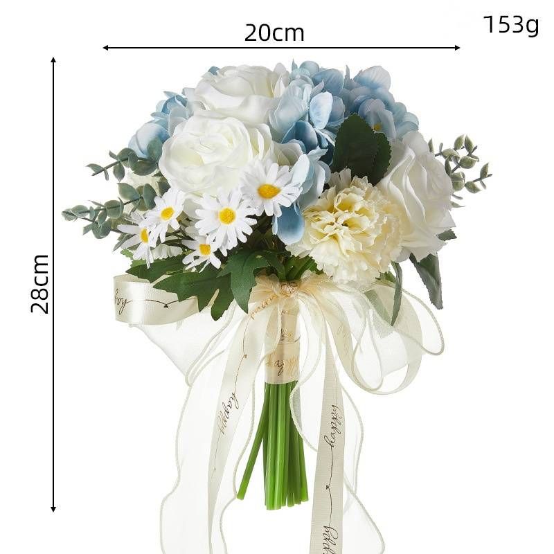 Artificial Decorations Blue And White Bouquets, Fresh And Niche Wedding Bridal Roses Simulation Bouquets_voghion.com