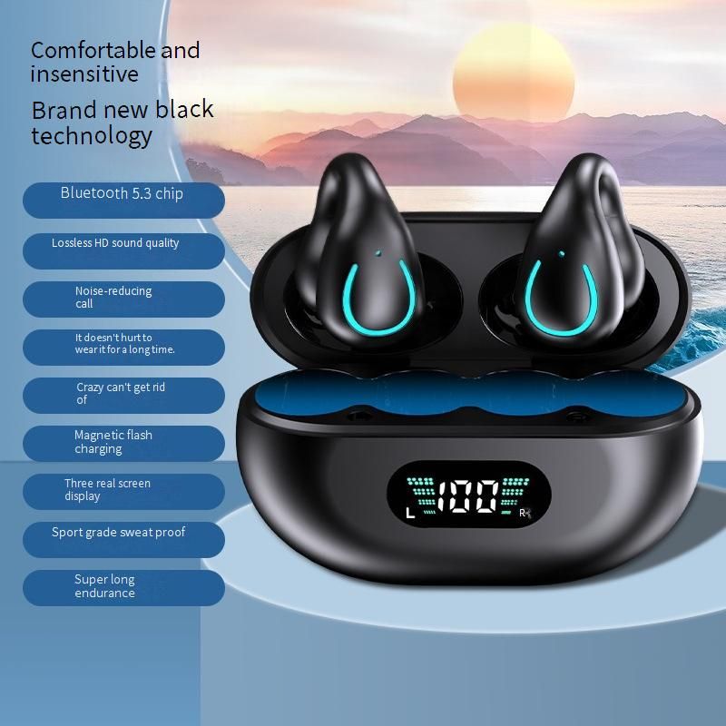 Fones de ouvido Bluetooth Douyin com clipe para celular, fone de ouvido Bluetooth de condução óssea Q71, não intra-auricular, esportivo, corrida, dedicado, bateria de longa duração_voghion.com