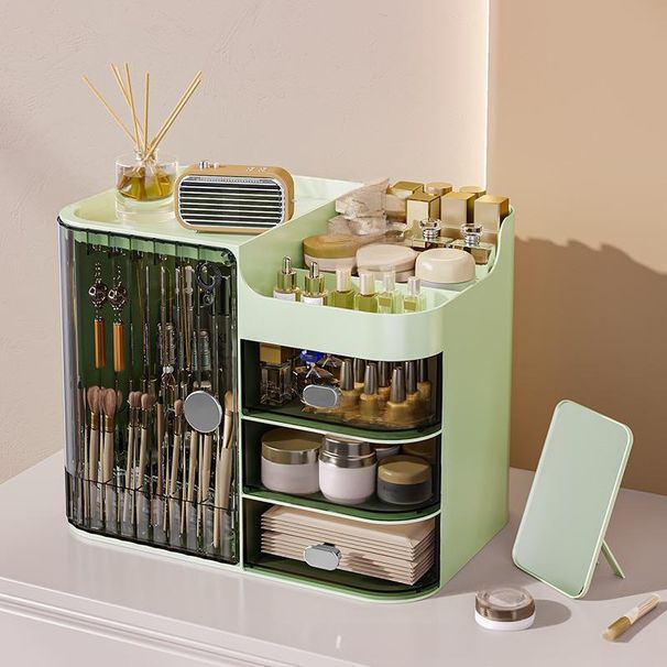 Οργανωτής μακιγιάζ με 5 συρτάρια από ακρυλικό, διαφανές κουτί αποθήκευσης καλλυντικών για εργαλεία ομορφιάς περιποίησης δέρματος με κραγιόν, οργανωτής ματαιοδοξίας γραφείου με διαχωριστικά_voghion.com
