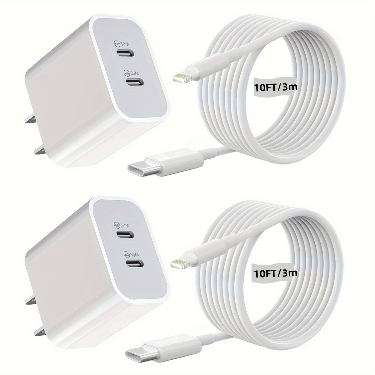 For IPhone Fast Charging, 40W Dual Wall Charger With 10FT USB C Lighing Cable For IPhone14/13/12/11 Pro_voghion.com