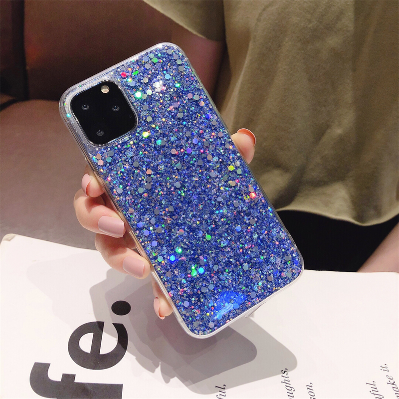 Mirdzoši mirdzoši vizuļi tālruņa maciņš tālrunim iPhone 12 11 Pro Max XR XS 7 8 Plus SE 2020 Bling Soft TPU aizmugures vāciņš Slim Cute C_voghion.com