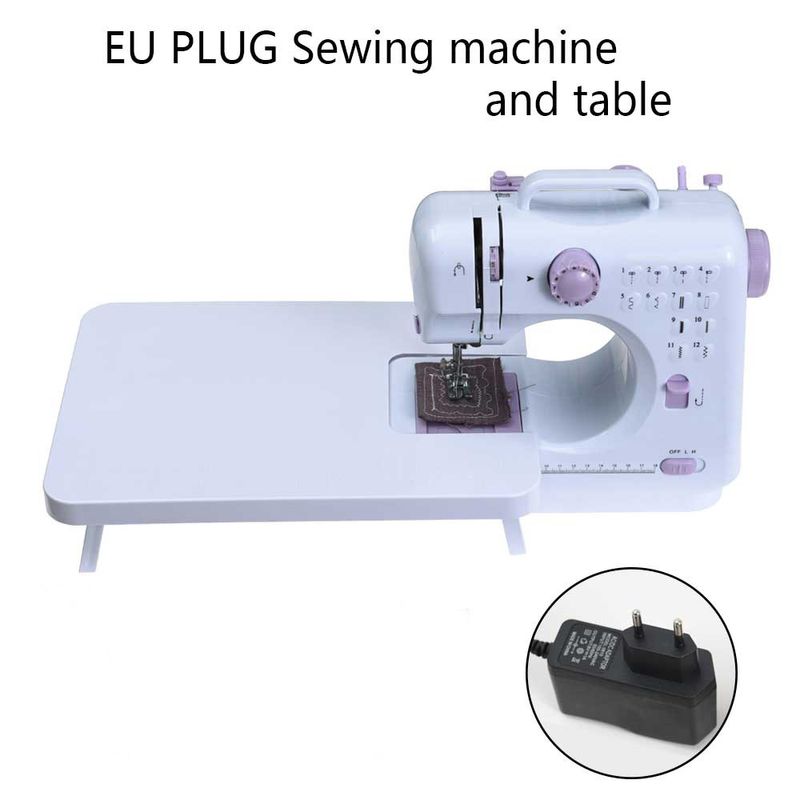 Mașină de cusut portabilă INNE Mini electrică de uz casnic pentru reparare Overlock 12 ochiuri cu pedală de masă pentru începători_voghion.com