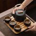 Style Household Black Ceramic Japanese Simple Handle Teapot Dry Brew Tea Tray Portable Bag Zen Small Set_voghion.com