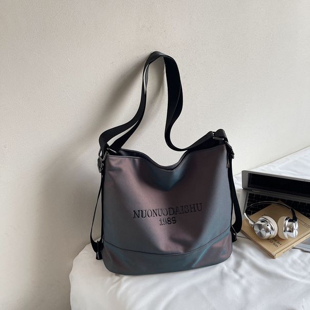 Lässige große Kapazität für Frauen 2025 Neue Mode Canvas Schulter strukturierter Eimer Vielseitige Pendler-Einkaufstasche_voghion.com