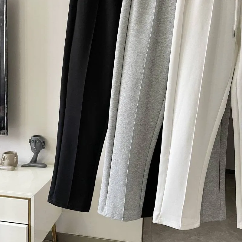Vêtements pour hommes Pantalons de sport droits Pantalons décontractés blancs pour hommes Pantalons à jambes larges Pantalons de survêtement pour printemps et automne_voghion.com