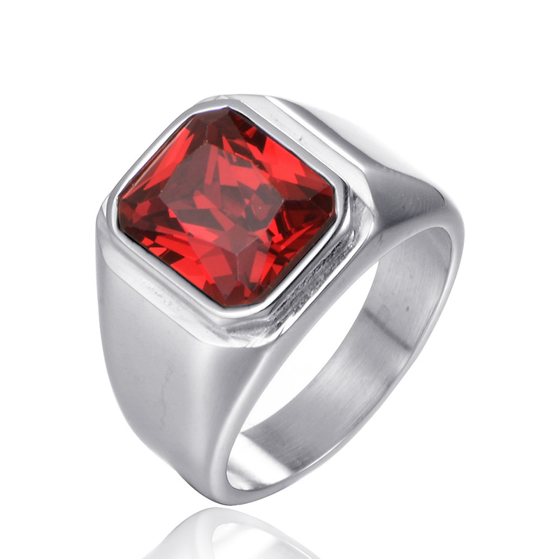 Anello da uomo in acciaio al titanio, semplice, alla moda, quadrato, con accessori, HFJ342_voghion.com
