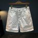 Roupas masculinas tamanho grande shorts soltos marca da moda verão gancho flor shorts jeans branco lavado de alta qualidade shorts finos versáteis_voghion.com