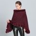 Women's Shawls Autumn And Winter New Imitation Fox Fur Collar Imitation Cashmere Knitted Pullover Cloak Shawl_voghion.com